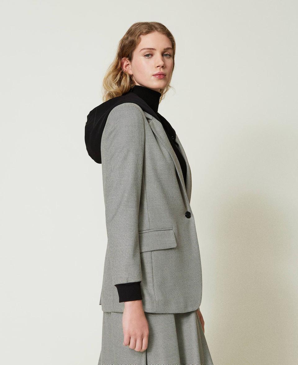 Twin Set Giacca blazer in pied de poule con cappuccio Discount Store per i nuovi prodotti