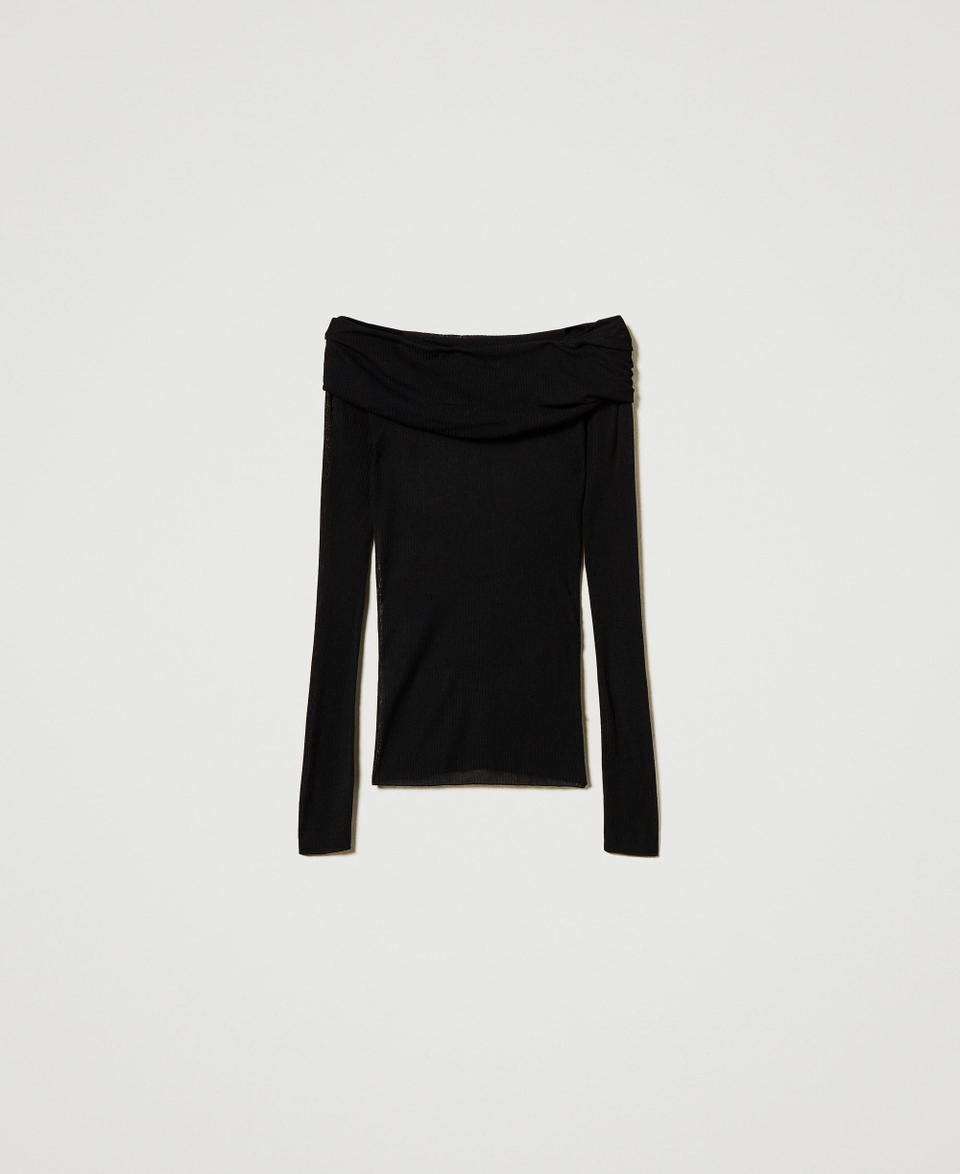 Twin Set Maglia off shoulder in viscosa Solo un giorno rimasto