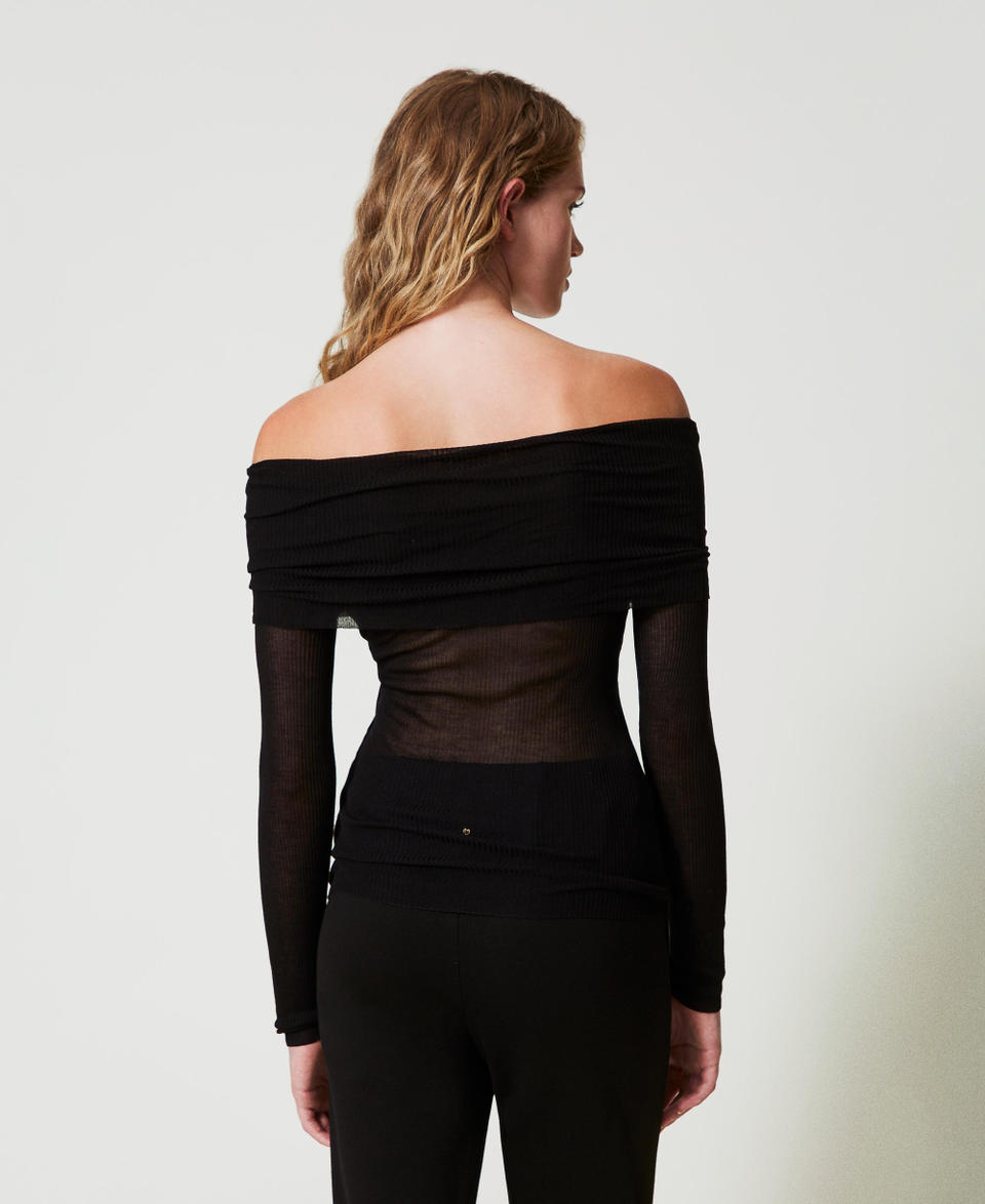 Twin Set Maglia off shoulder in viscosa Solo un giorno rimasto