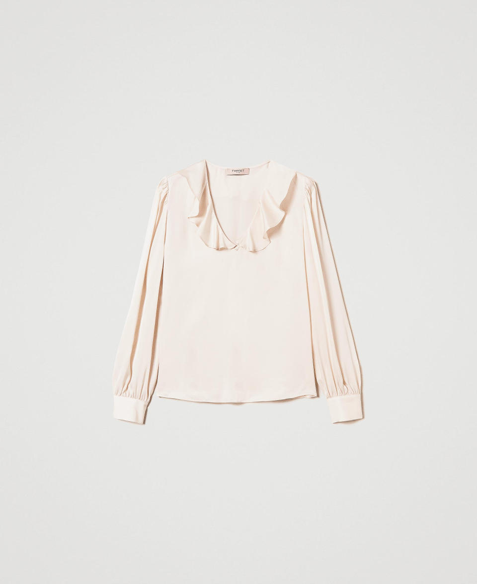 Twin Set Blusa in raso con volant Enormi sconti