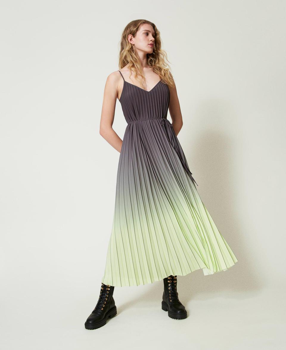 Twin Set Abito lungo in georgette plissé stampata 50% di sconto con spedizione gratuita