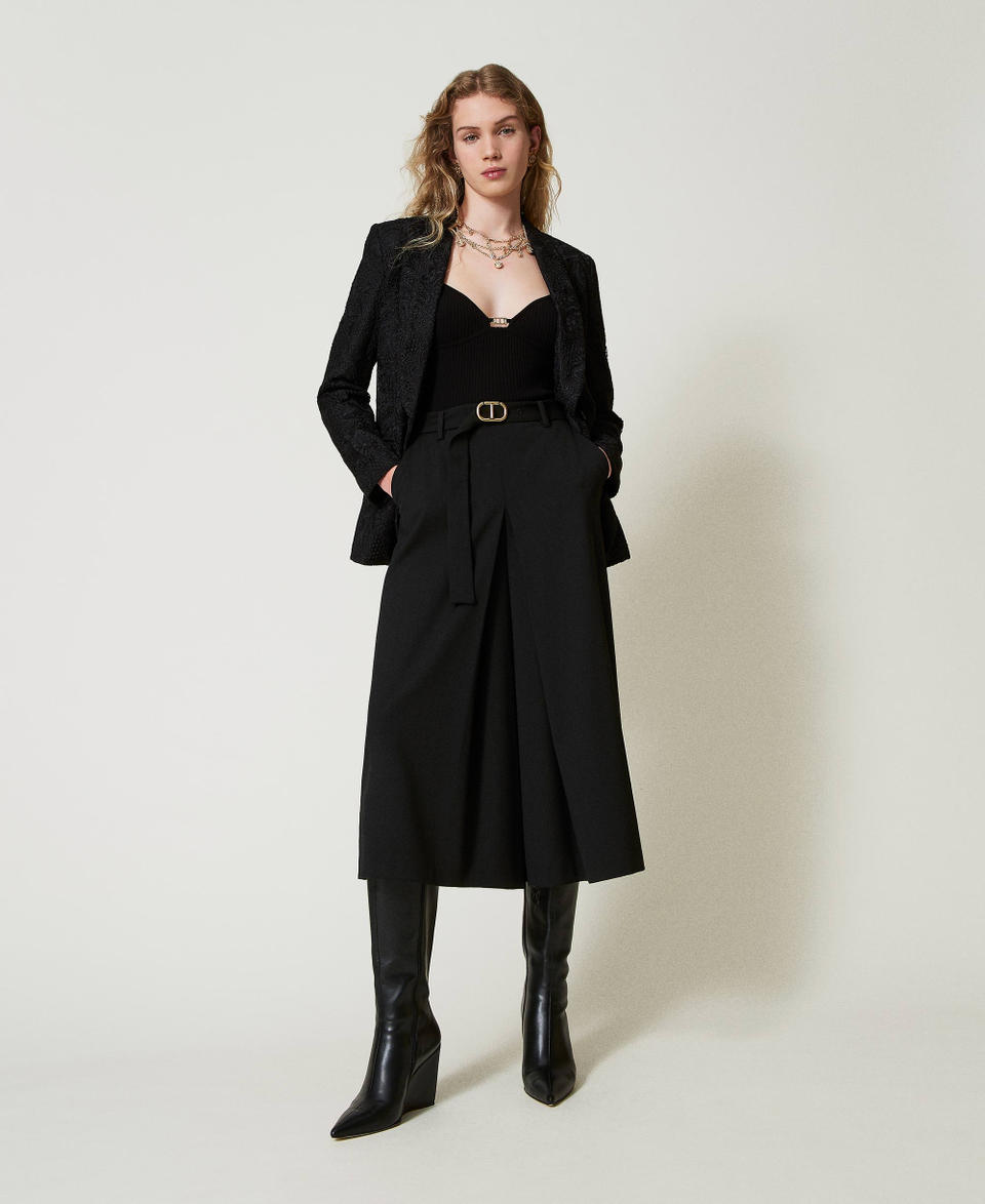 Twin Set Gonna pantalone in misto lana con cintura Black Friday Prezzi