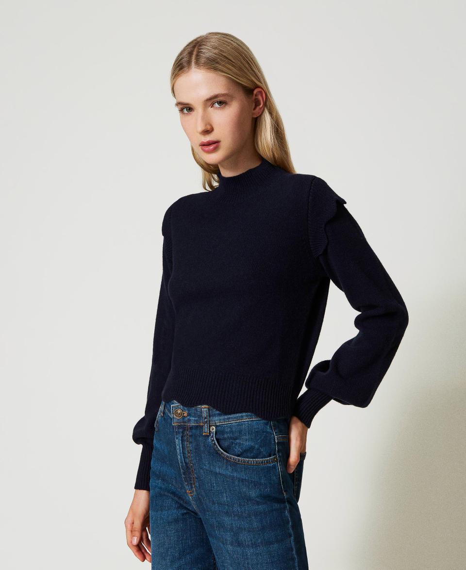Twin Set Maglia in lana e cashmere con smerli In vendita