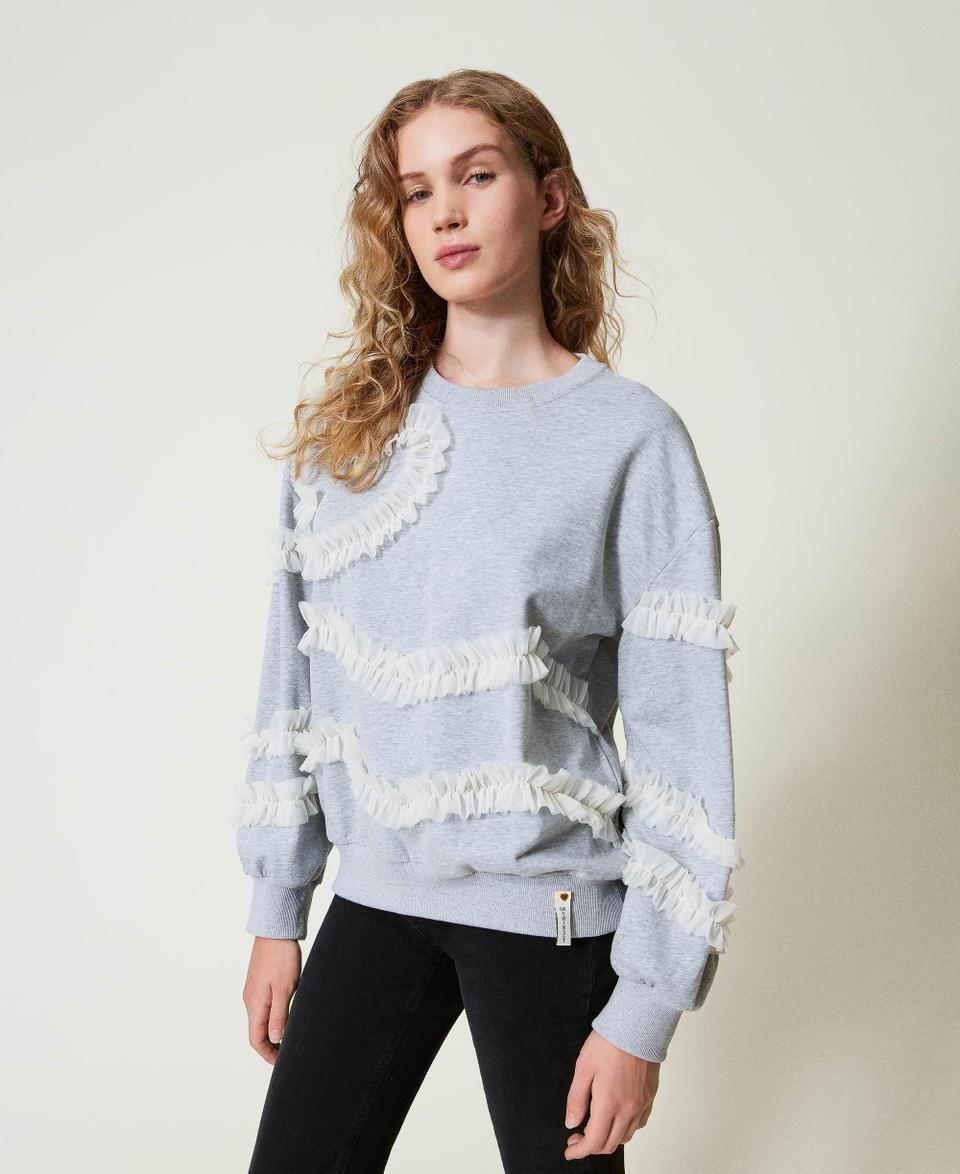 Twin Set Felpa mélange con volant in tulle Sconti questo mese