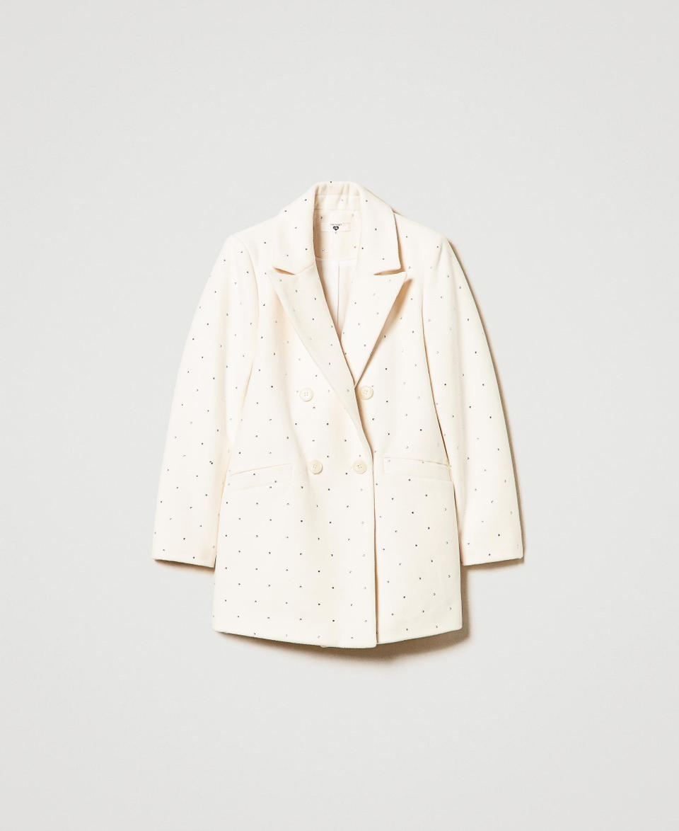 Twin Set Cappotto corto in panno con strass 2025