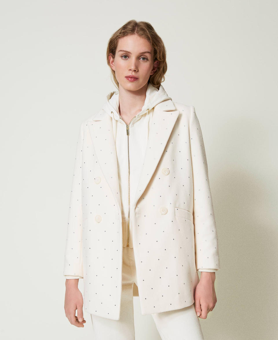 Twin Set Cappotto corto in panno con strass 2025