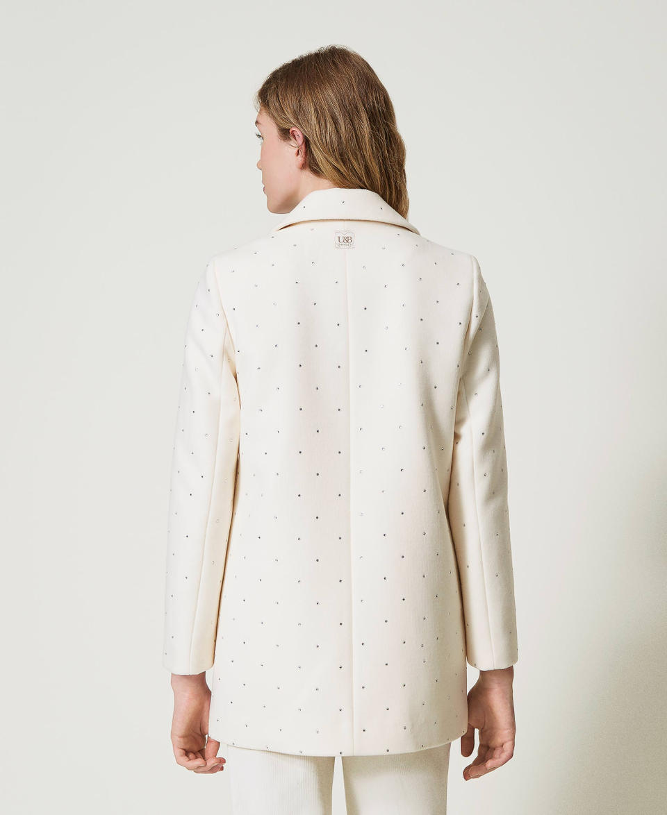 Twin Set Cappotto corto in panno con strass 2025