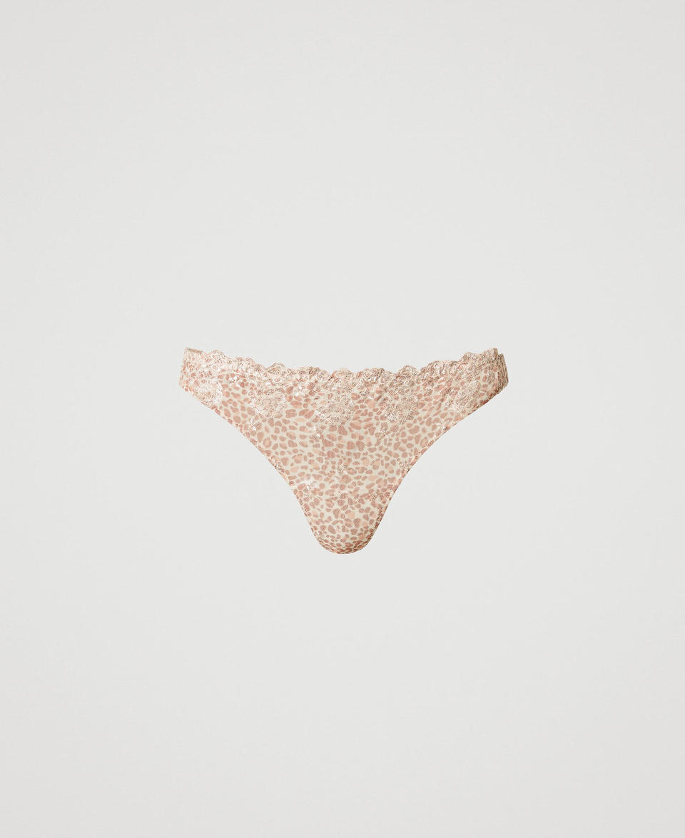 Twin Set Slip perizoma in tulle animalier Pezzi Unici