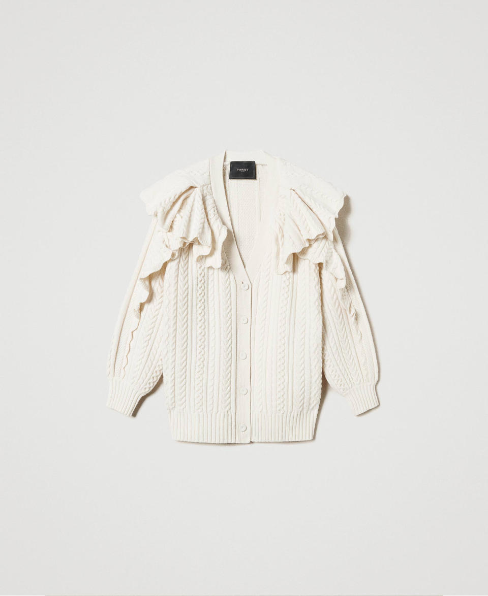 Twin Set Cardigan in misto lana con volant Qualità Garantita