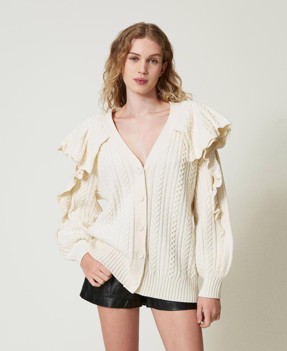Twin Set Cardigan in misto lana con volant Qualità Garantita
