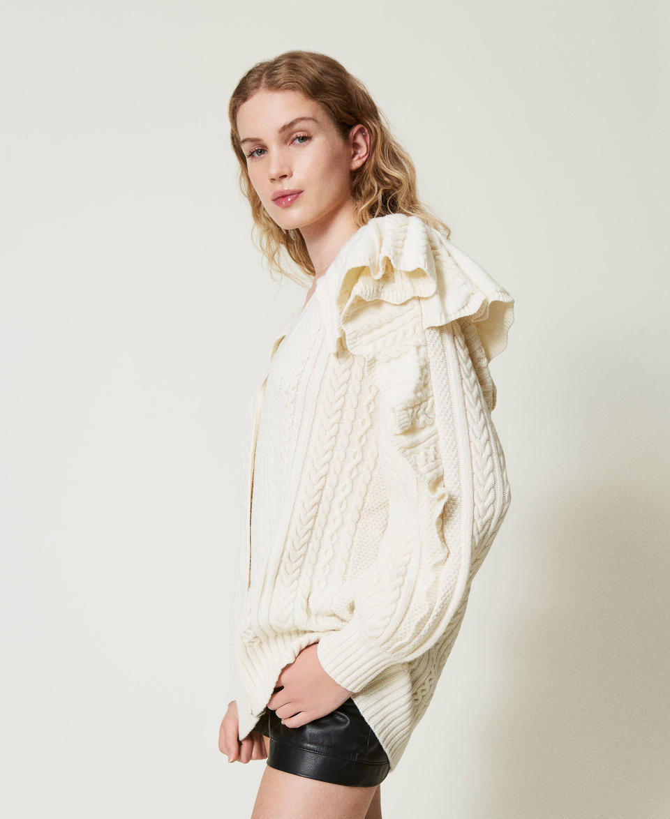 Twin Set Cardigan in misto lana con volant Qualità Garantita
