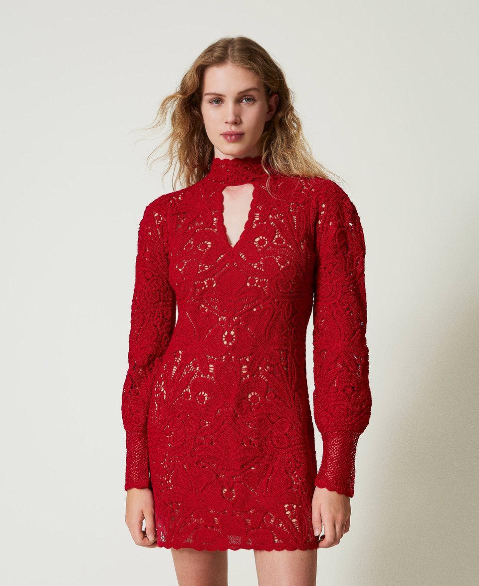 Twin Set Abito corto in maglia crochet a fiori Negozi Online