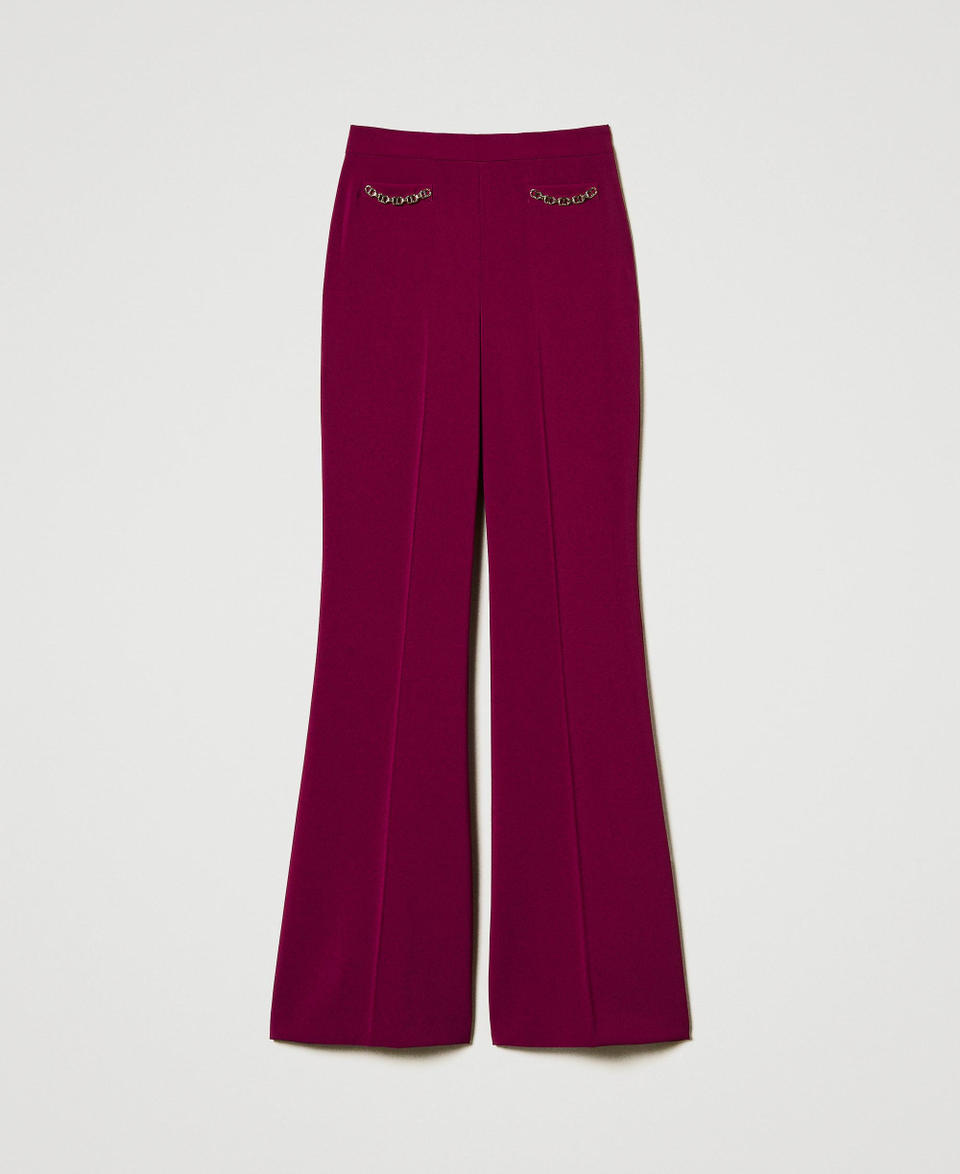 Twin Set Pantaloni flare con catena Oval T Acquista Ora