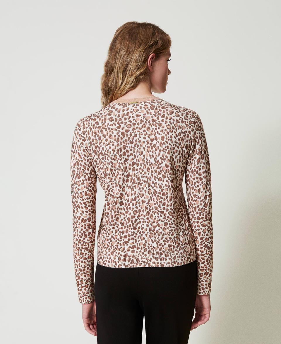 Twin Set Cardigan in maglia con stampa e pizzo Sottocosto