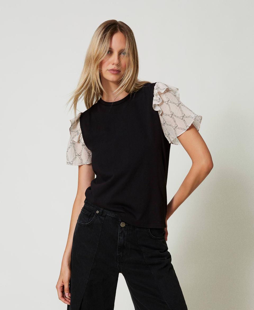 Twin Set T-shirt con maniche in creponne Sconto