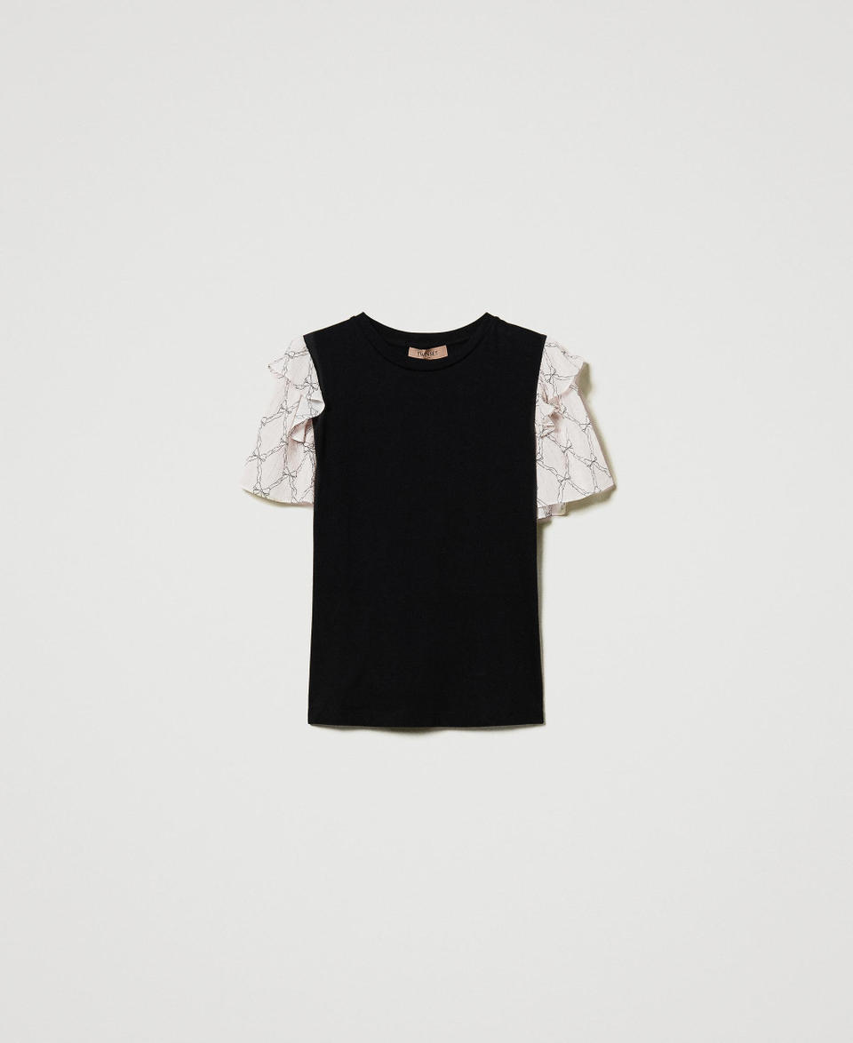 Twin Set T-shirt con maniche in creponne Sconto