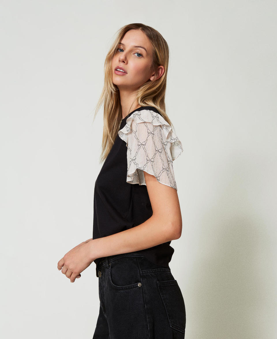 Twin Set T-shirt con maniche in creponne Sconto