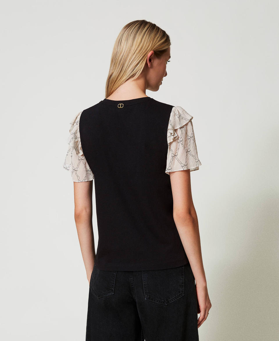Twin Set T-shirt con maniche in creponne Sconto