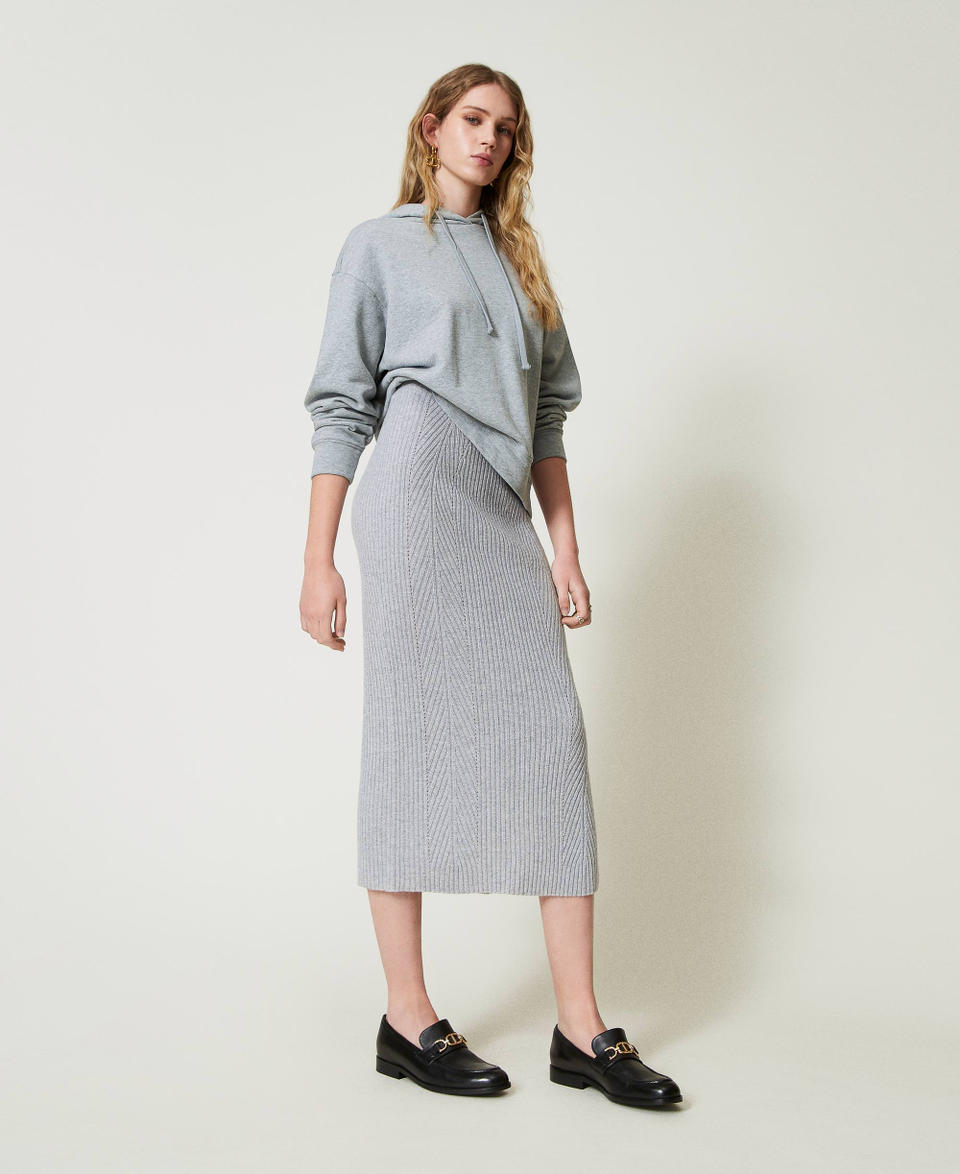 Twin Set Gonna longuette in maglia misto lana e lurex Economico