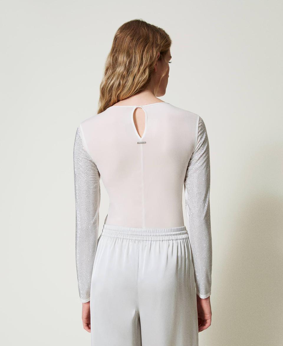 Twin Set T-shirt stretch con strass all over In Vendita