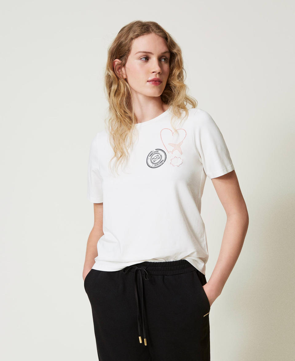 Twin Set T-shirt regular con stampa glitter Saldi
