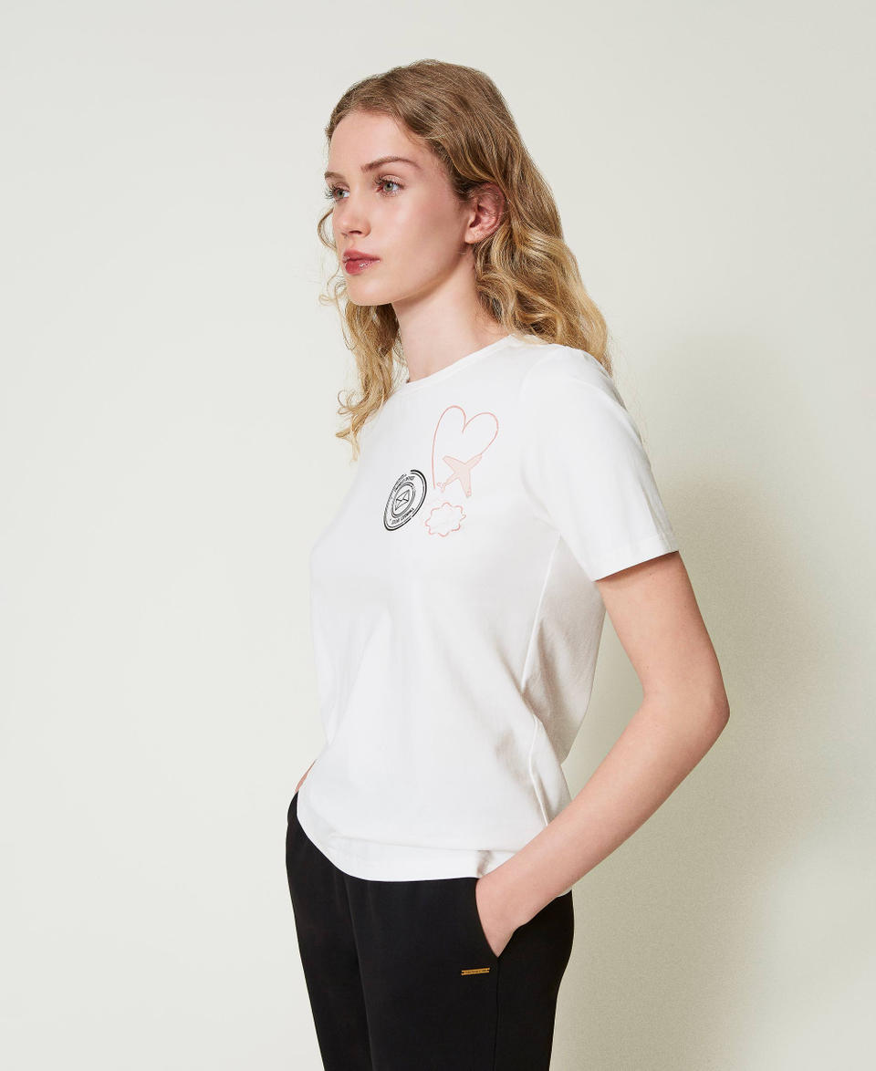 Twin Set T-shirt regular con stampa glitter Saldi