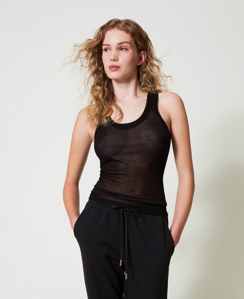 Twin Set Top fitted in maglia di viscosa Nuova