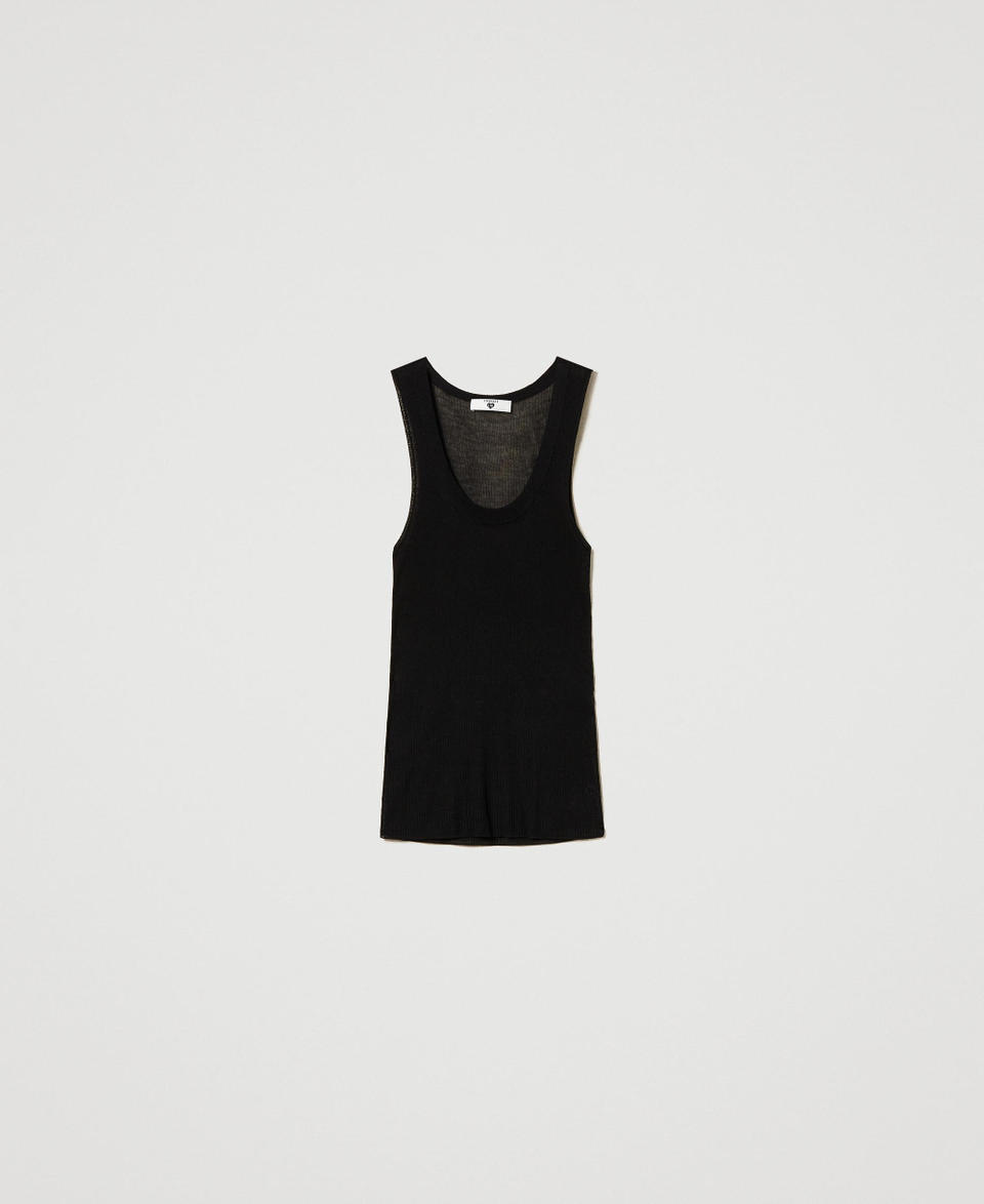 Twin Set Top fitted in maglia di viscosa Nuova