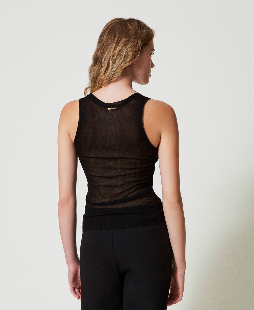 Twin Set Top fitted in maglia di viscosa Nuova