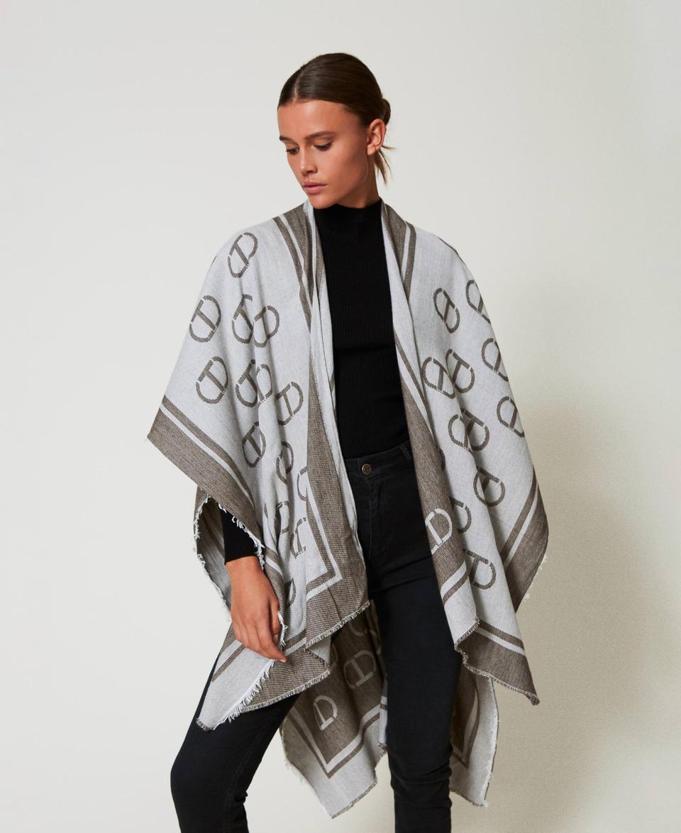 Twin Set Poncho jacquard con Oval T Sconto di tempo limitato