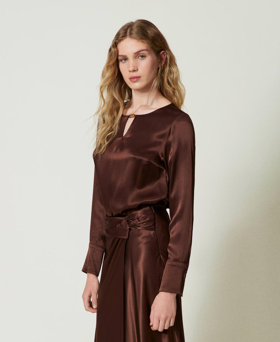 Twin Set Blusa in raso con Oval T Grande vendita