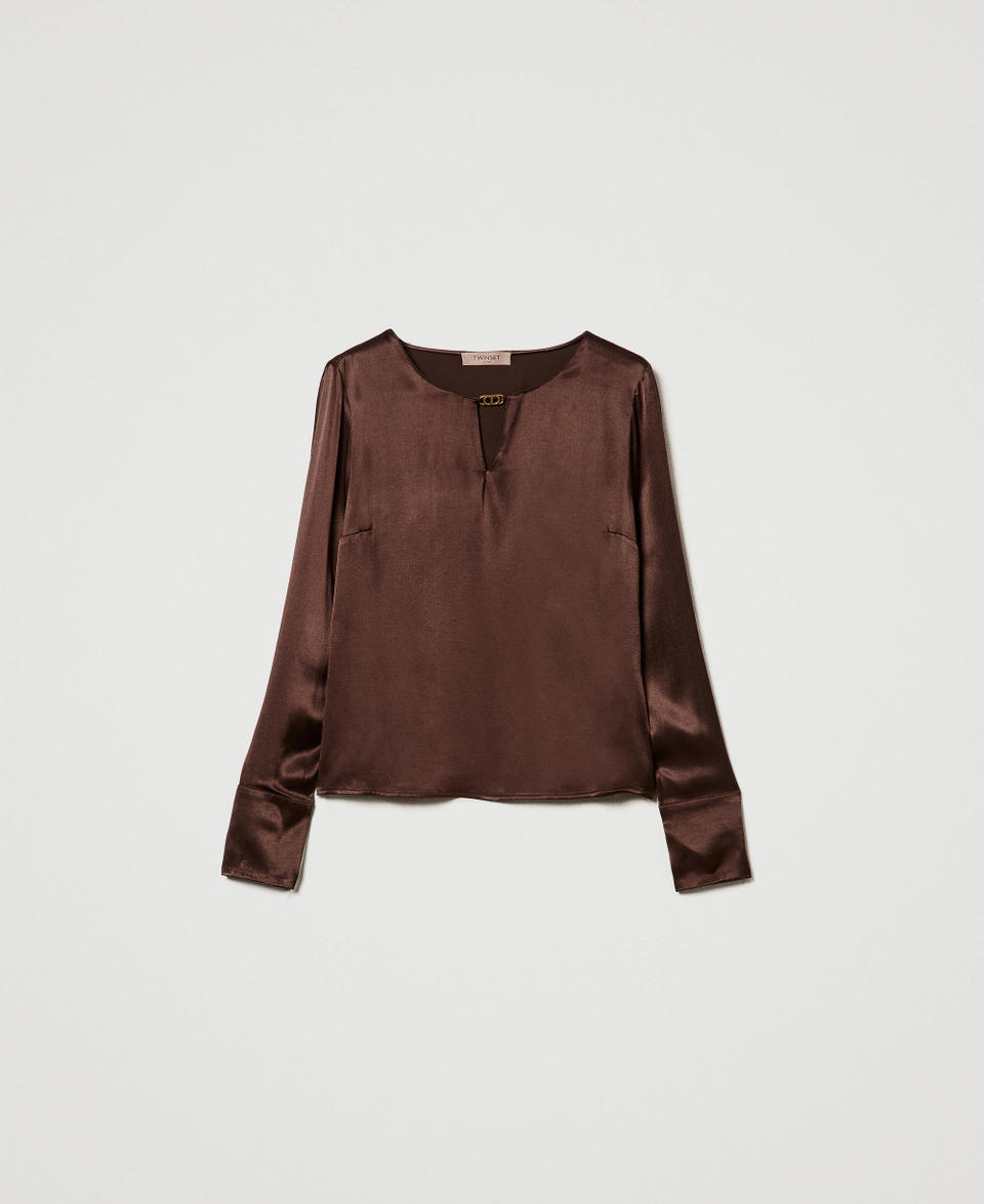Twin Set Blusa in raso con Oval T Grande vendita