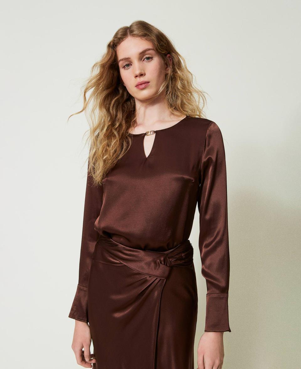 Twin Set Blusa in raso con Oval T Grande vendita