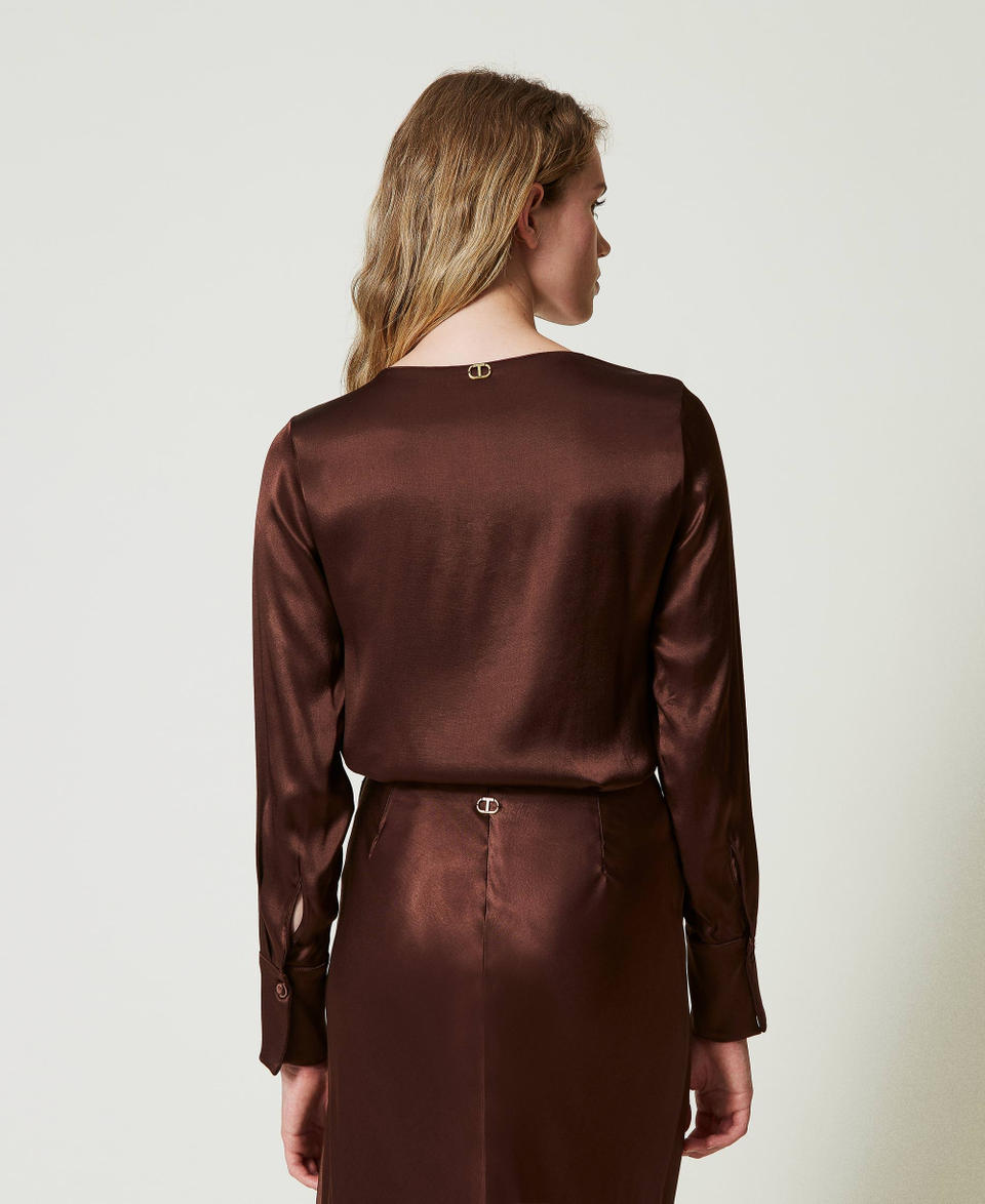 Twin Set Blusa in raso con Oval T Grande vendita