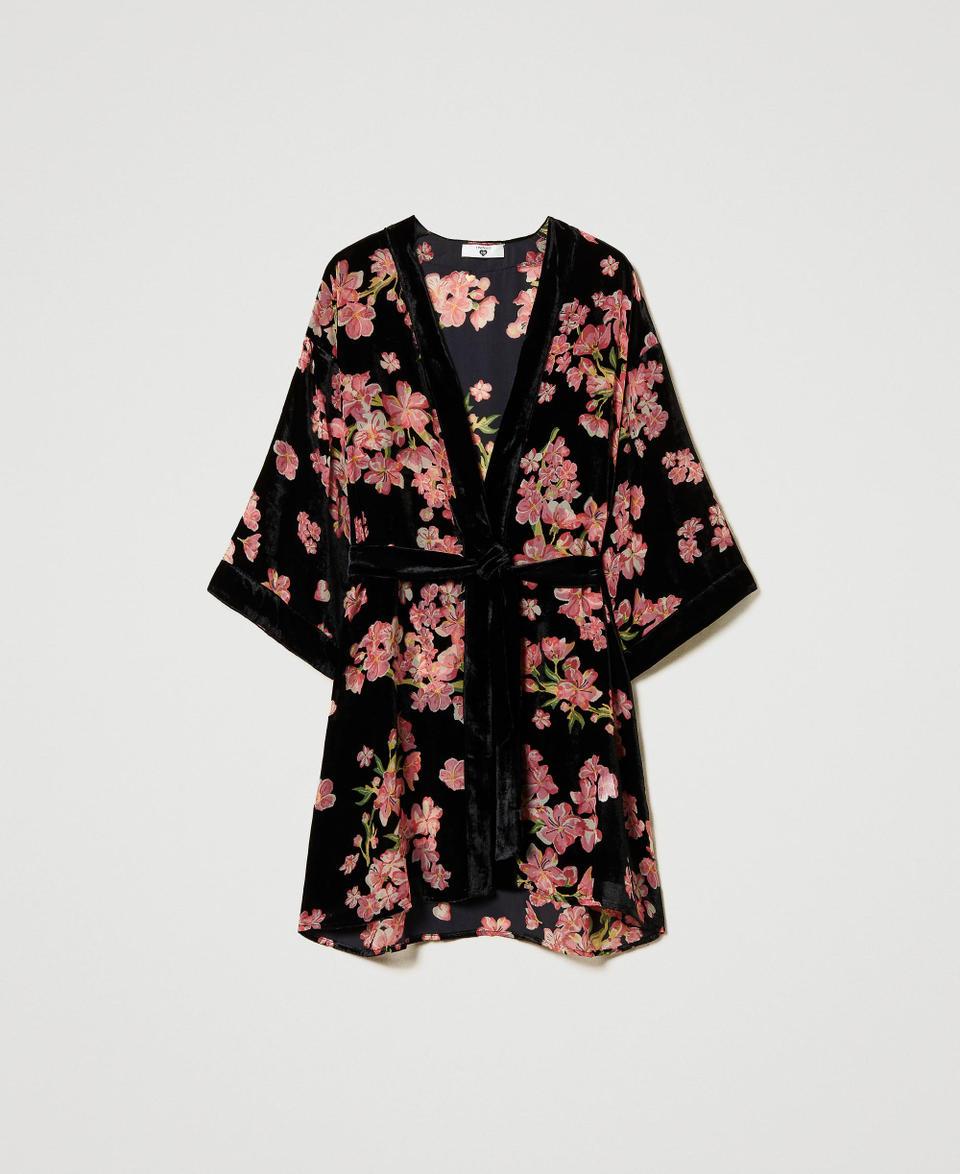 Twin Set Vestaglia in velluto dévoré a fiori Flash Sale
