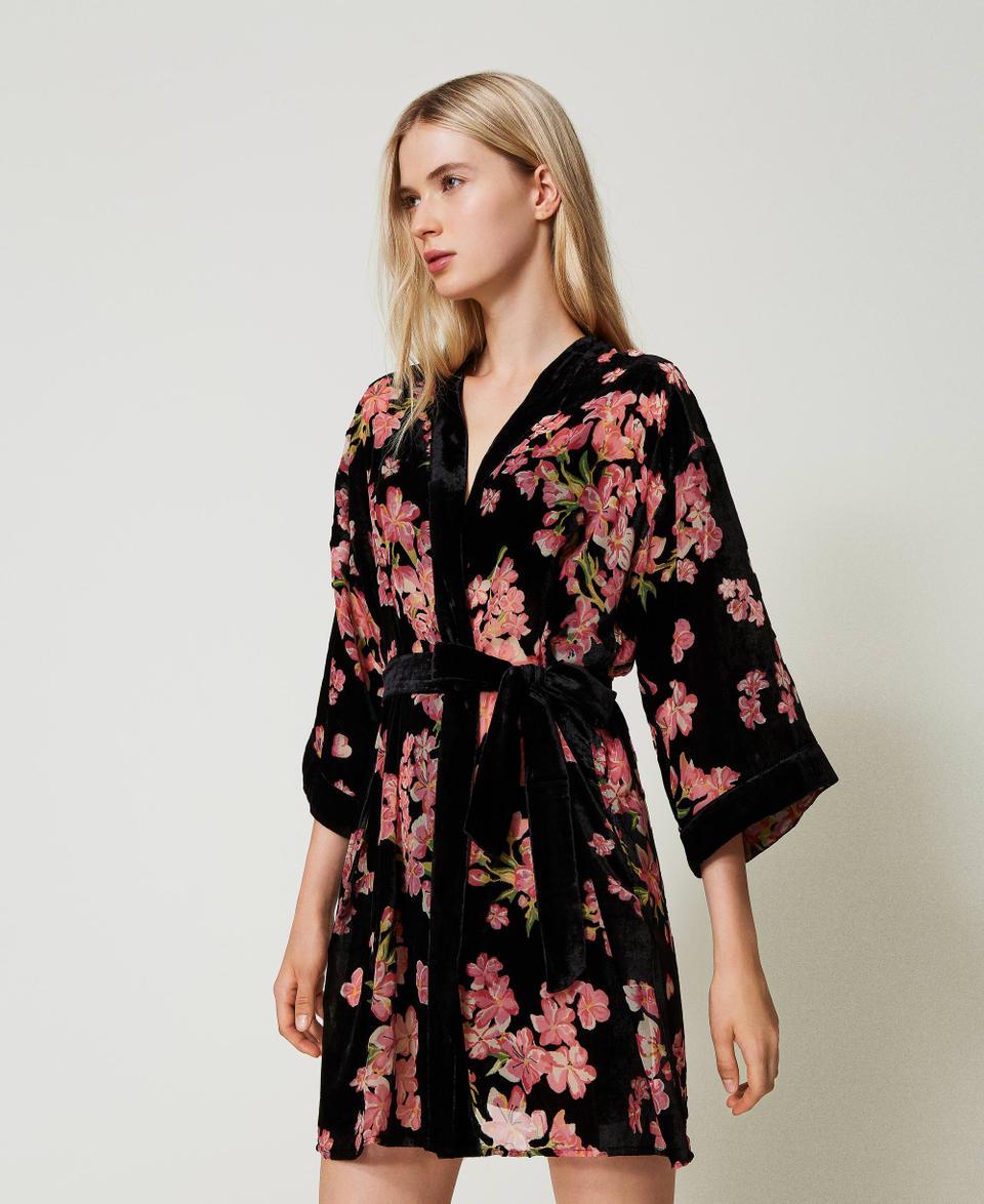 Twin Set Vestaglia in velluto dévoré a fiori Flash Sale