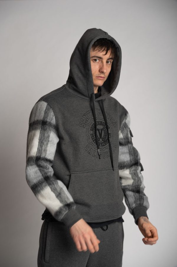 Valvola Fashion FELPA CAPPUCCIO CON MANICHE IN CONTRASTO TARTAN Valvola Fashion FELPA CAPPUCCIO CON MANICHE IN CONTRASTO TARTAN