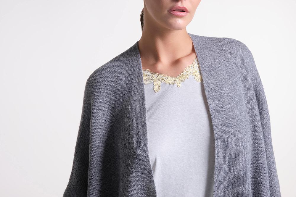 Verdiani Poncho Double Misto Lana In Linea
