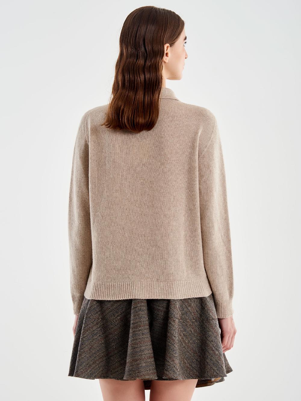 Vicolo Cardigan Con Colletto e Bottoni Marrone Saldi Di Fabbrica
