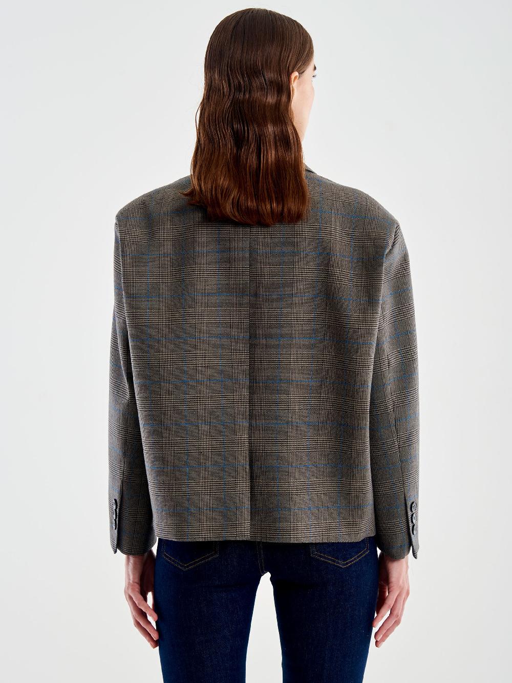 Vicolo Giacca Oversized Cropped Quadri Marrone Nuova