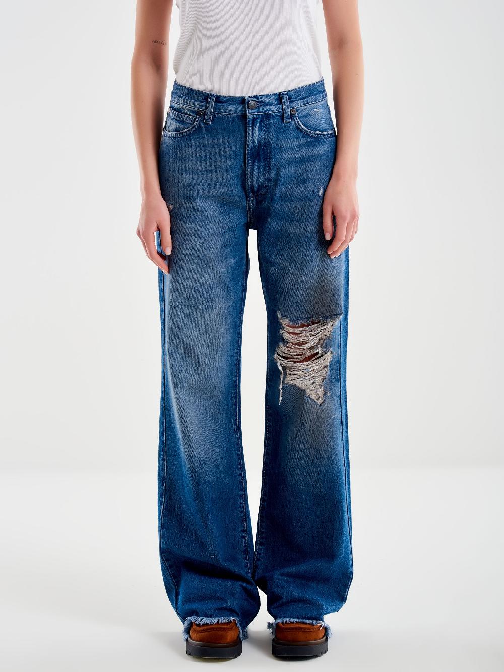 Vicolo Jeans Ampio Zeno Sfrangiato Blu Outlet