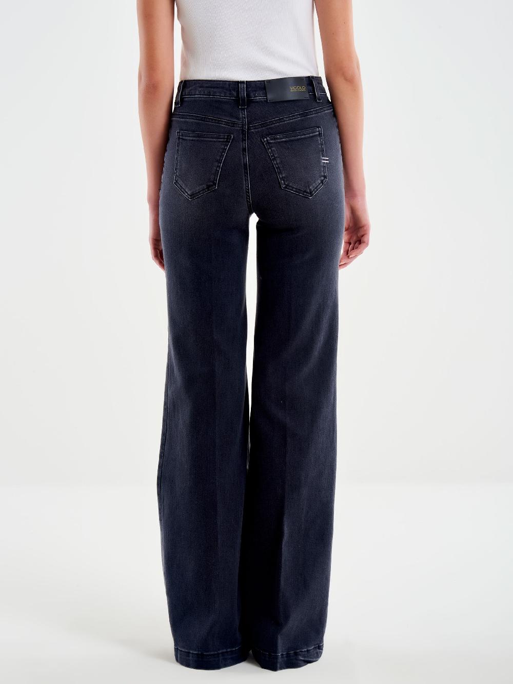 Vicolo Jeans Giudith con Bottoni Nero Nero Vendita Economica