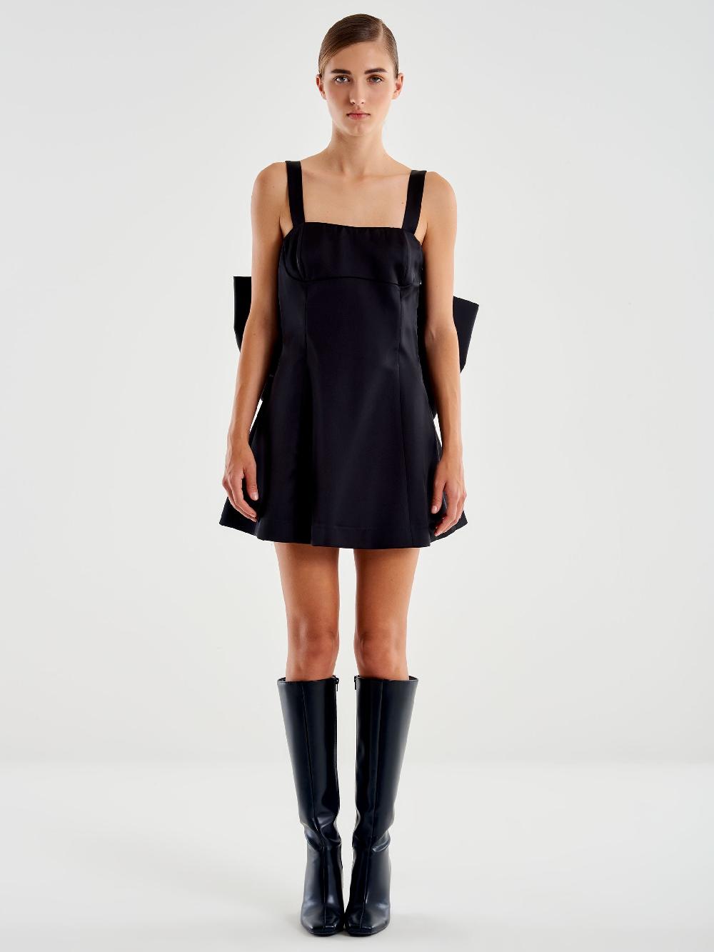 Vicolo Abito Mini con Maxi Fiocco Nero Soddisfazione Garantita