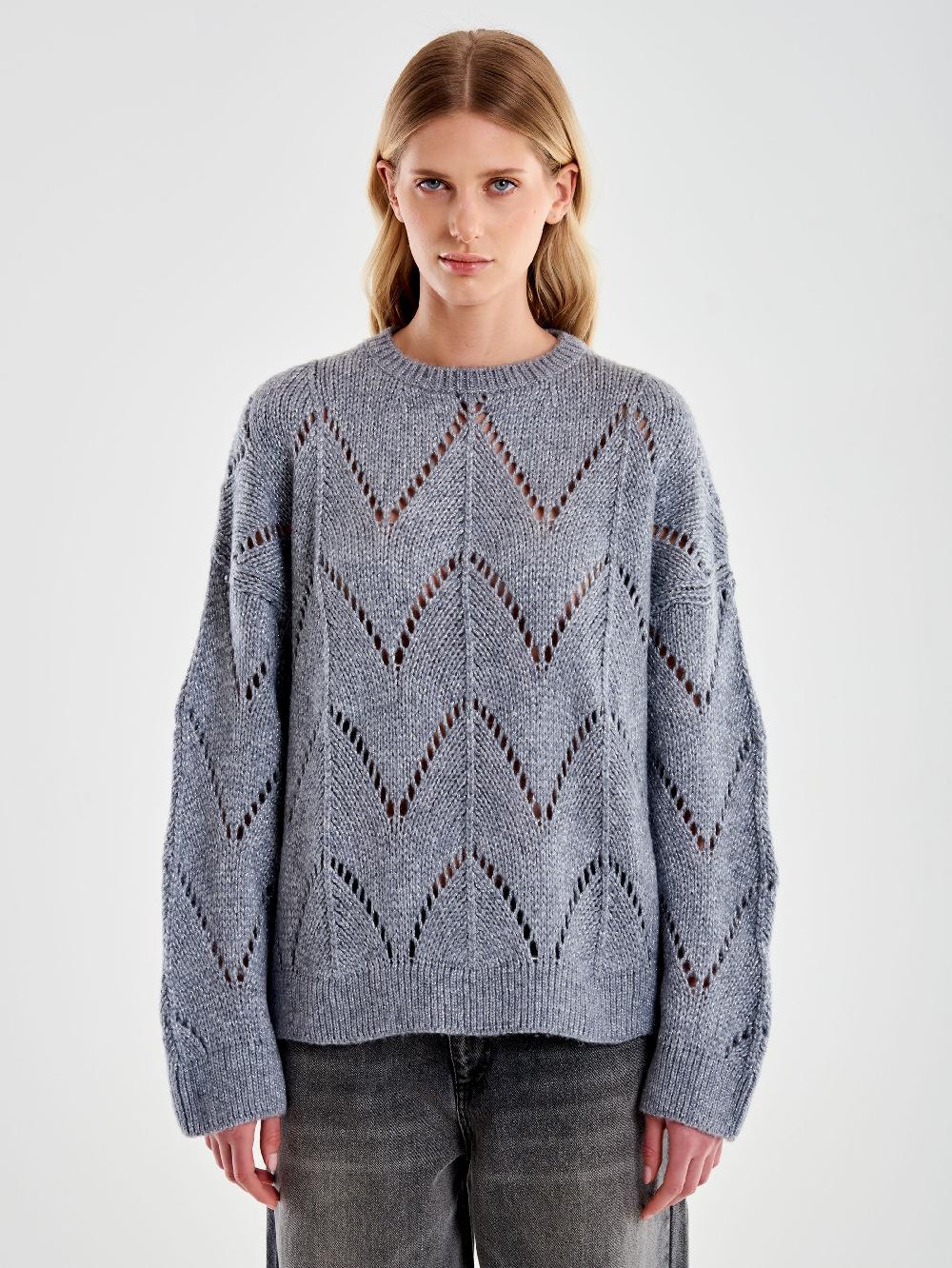 Vicolo Girocollo Over Trecce Lurex Grigio Convenienza