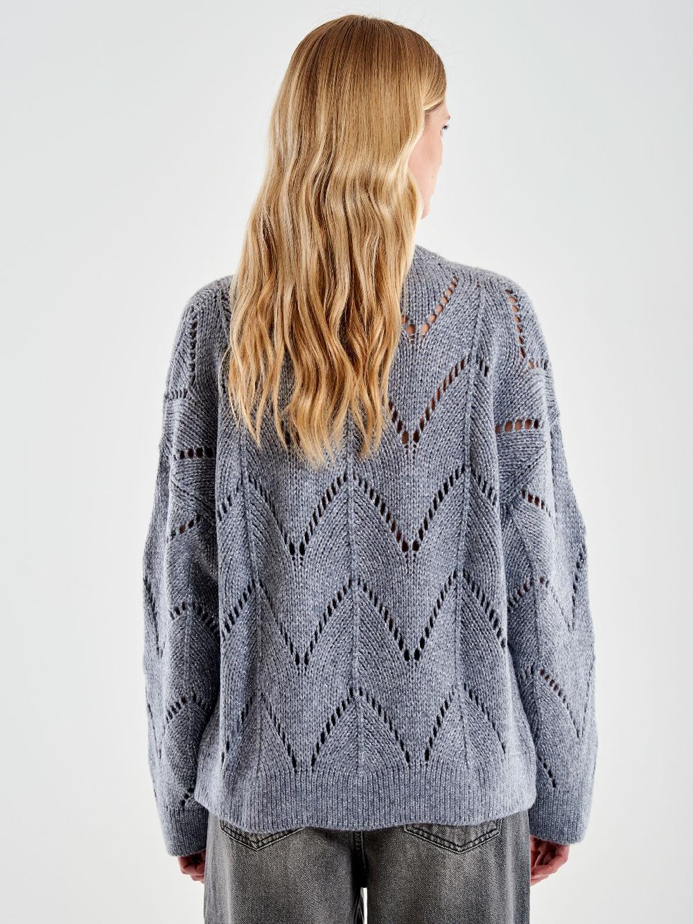 Vicolo Girocollo Over Trecce Lurex Grigio Convenienza