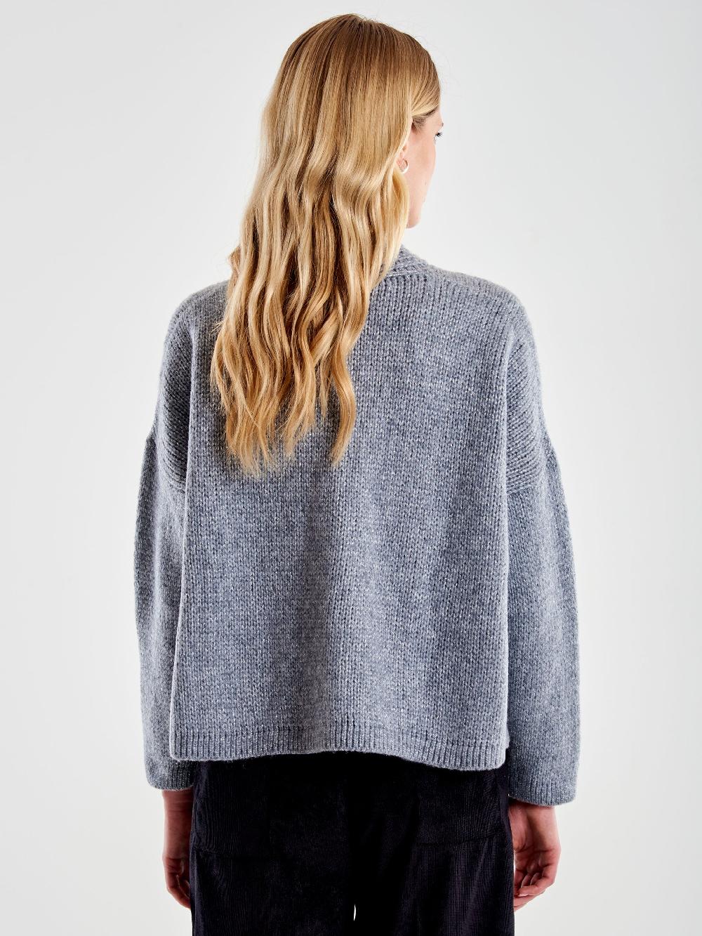 Vicolo Cardigan Bottoni Gioiello e Scollo a V Grigio Sconto