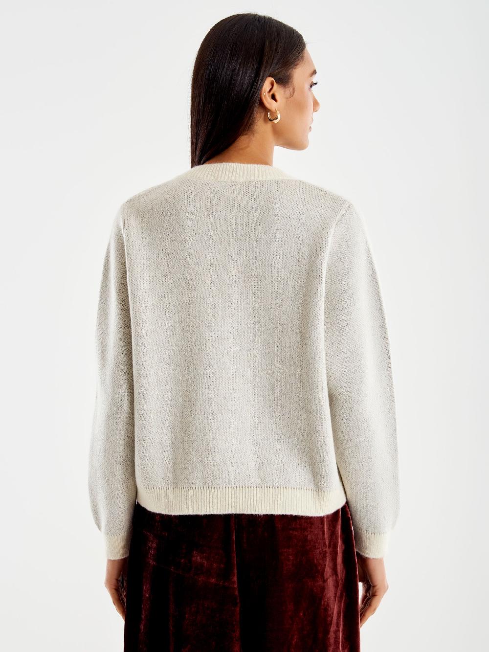 Vicolo Pull Con Orsetto Ricamato Bianco Hotsell