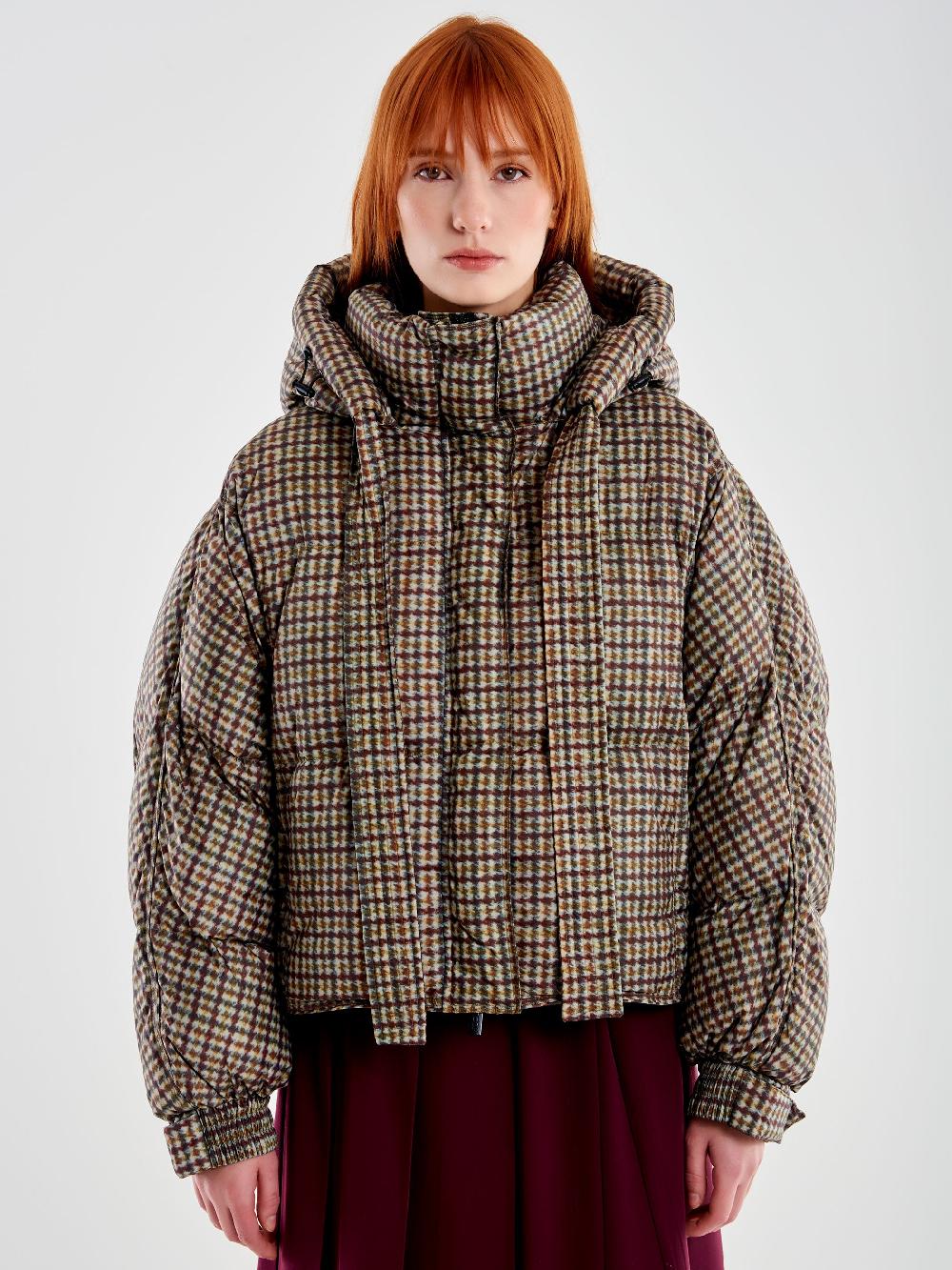 Vicolo Piumino Cropped A Quadretti Militare Moda