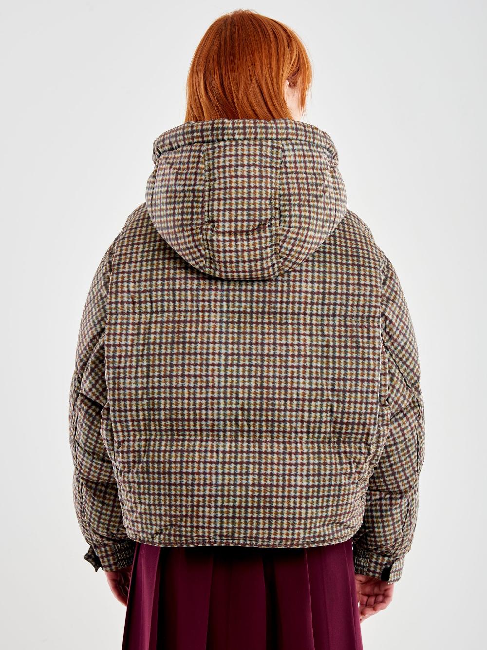 Vicolo Piumino Cropped A Quadretti Militare Moda