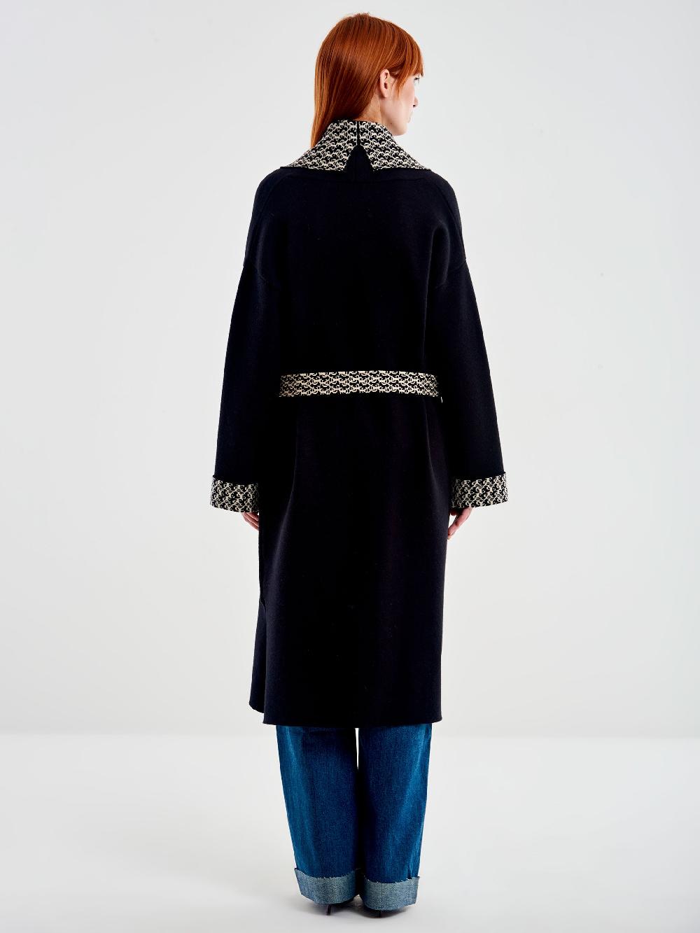 Vicolo Cappotto in Maglia Nero Vendite stagionali